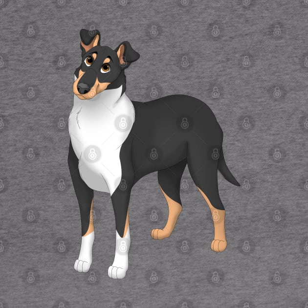 White, Black & Tan Smooth Collie Dog by millersye